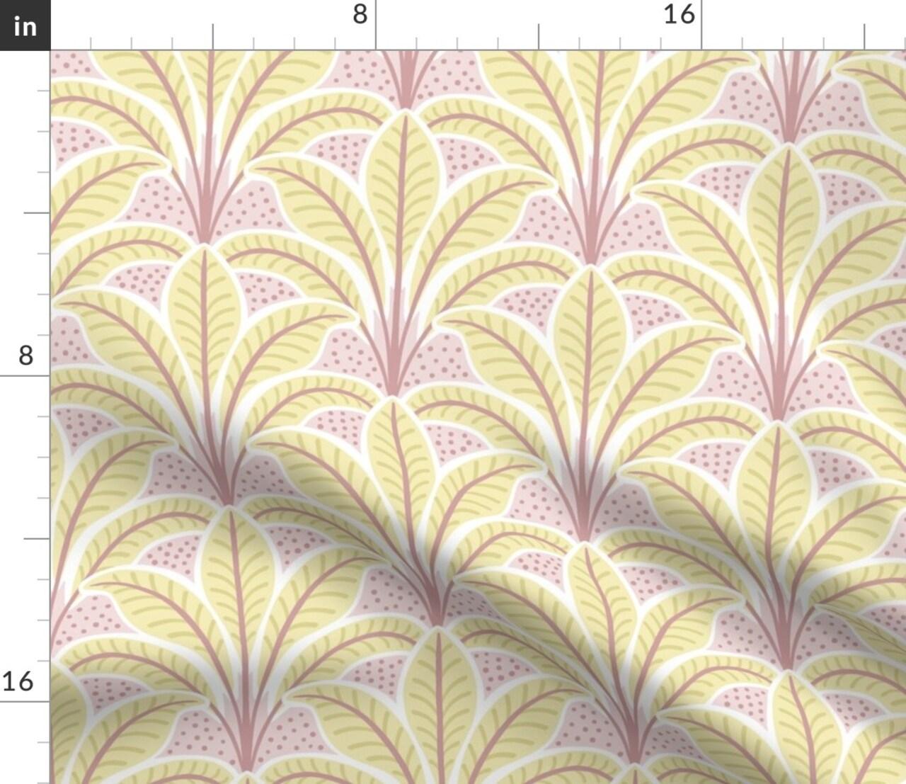 Pastel Palm Tropical Pink Yellow Feminine Cheerful Playful Delicate Romantic Custom Printed Fabric by Spoonflower Various Fabrics by the Yard or Fat Quarter